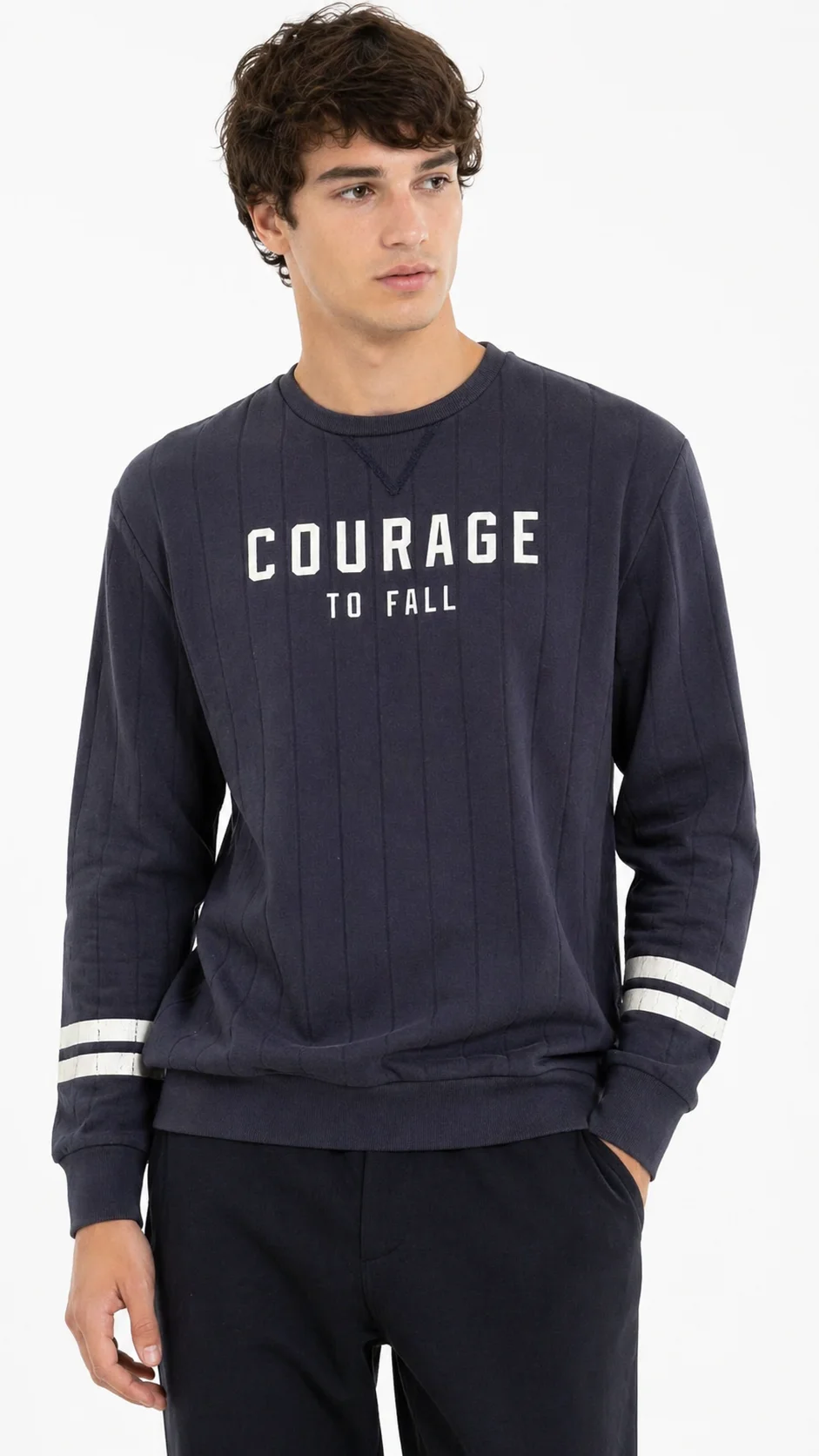 Sudadera azul de rayas