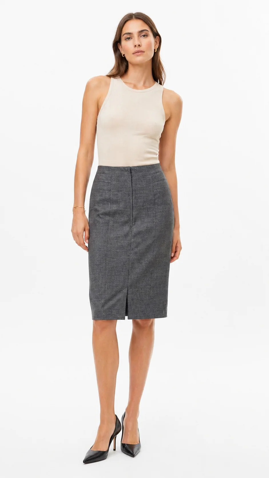 Falda lápiz gris H&M clásica – Talla S