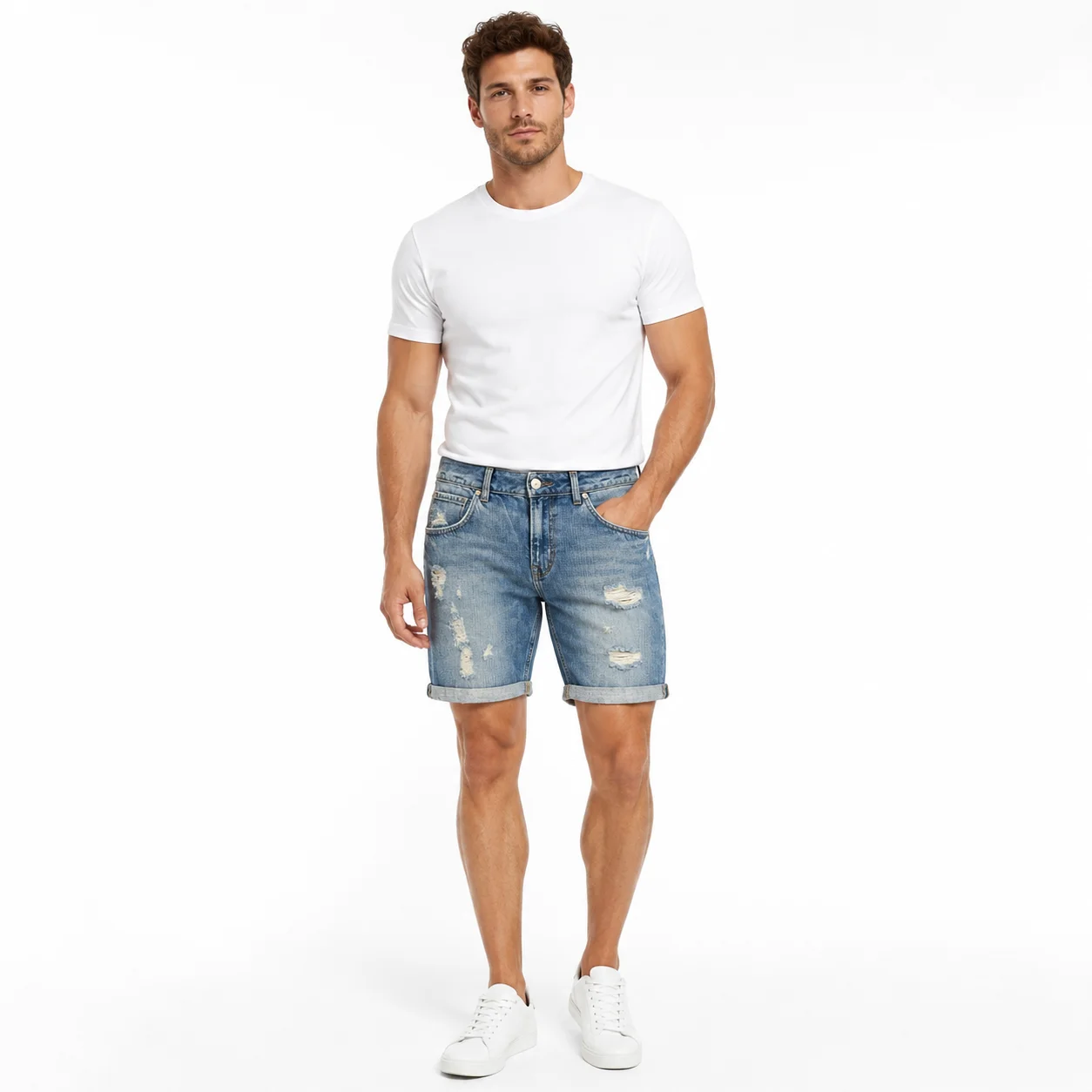Shorts estilo desgastado de segunda mano