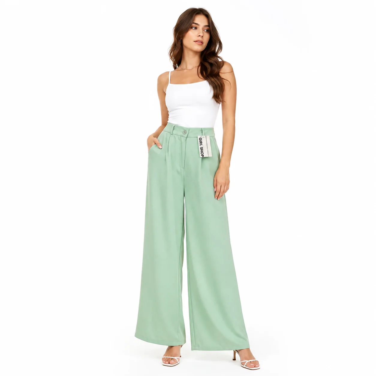 Pantalones anchos verde menta