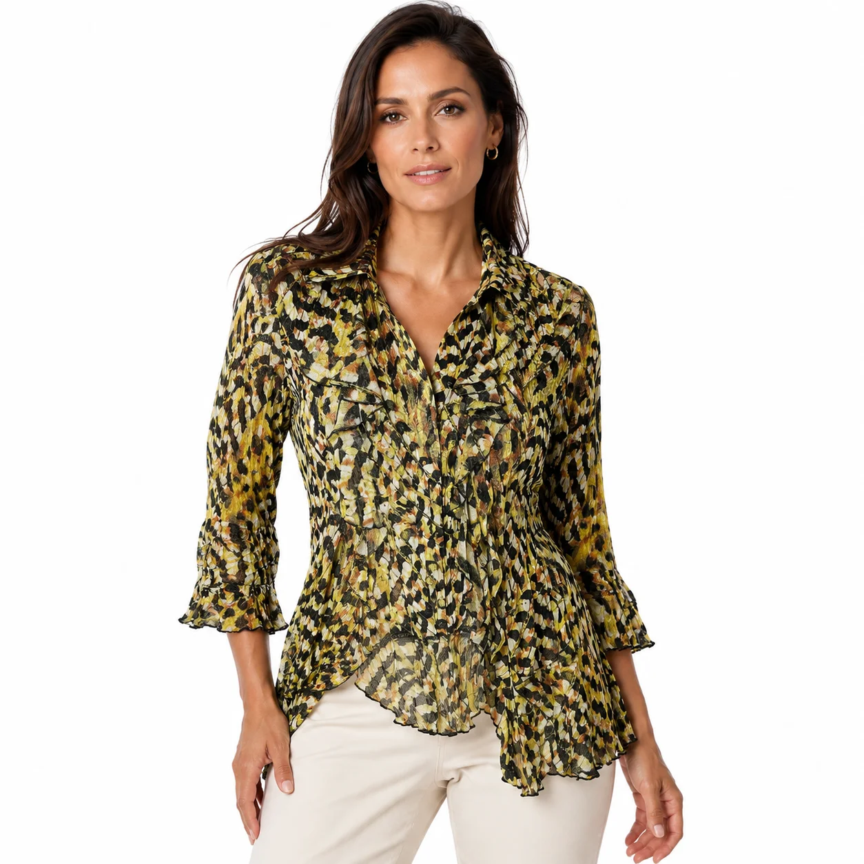 Blusa estampada amarilla y negra