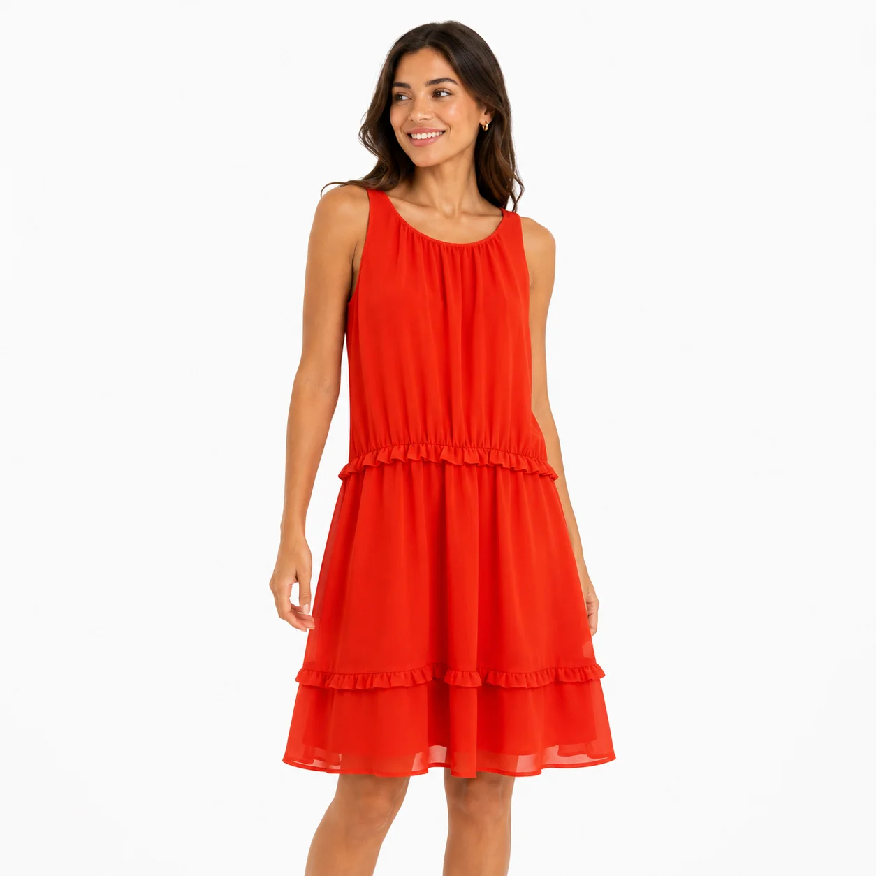 Vestido naranja con volantes
