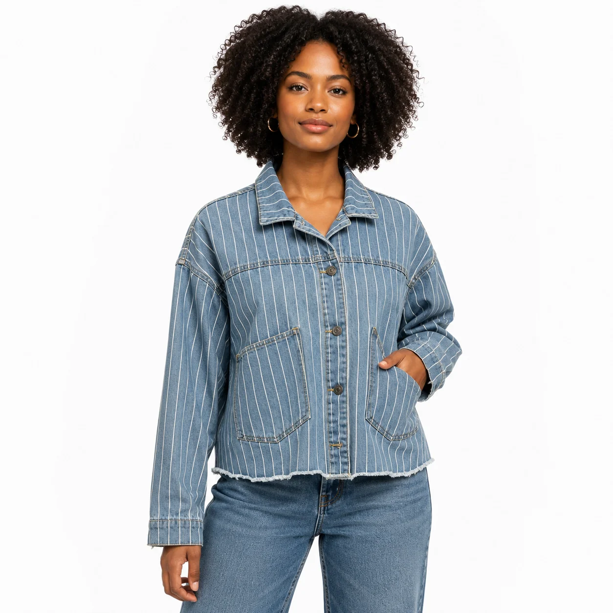 Chaqueta vaquera de rayas azules