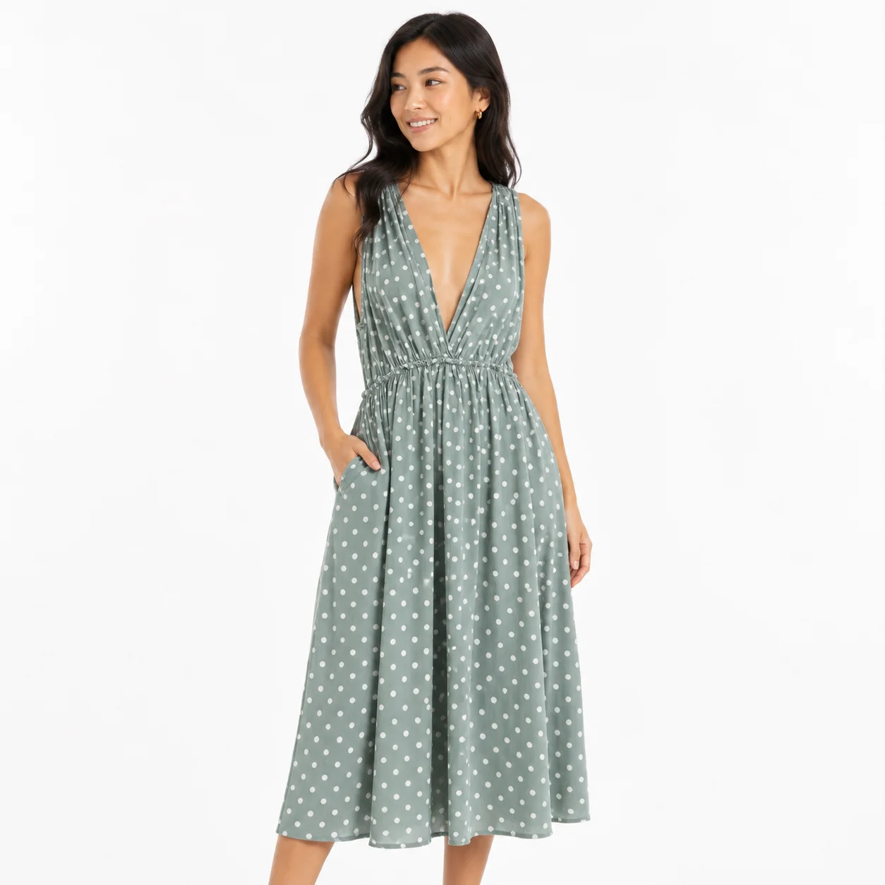 Vestido verde de lunares