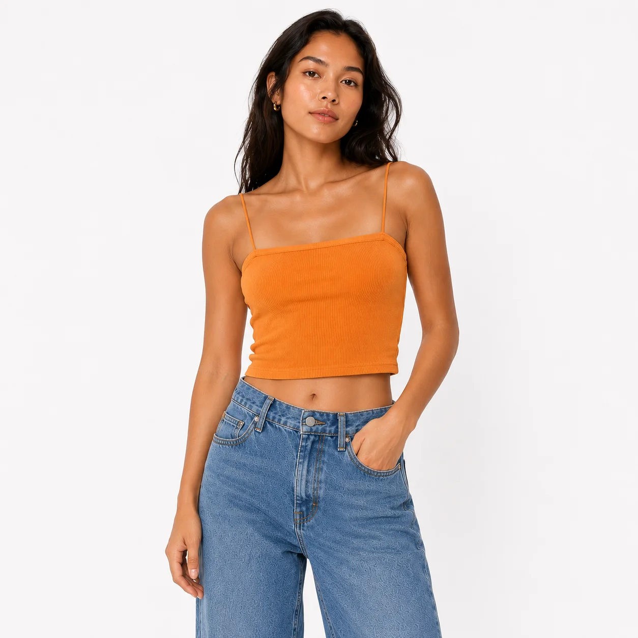 Top naranja de tirantes Zara