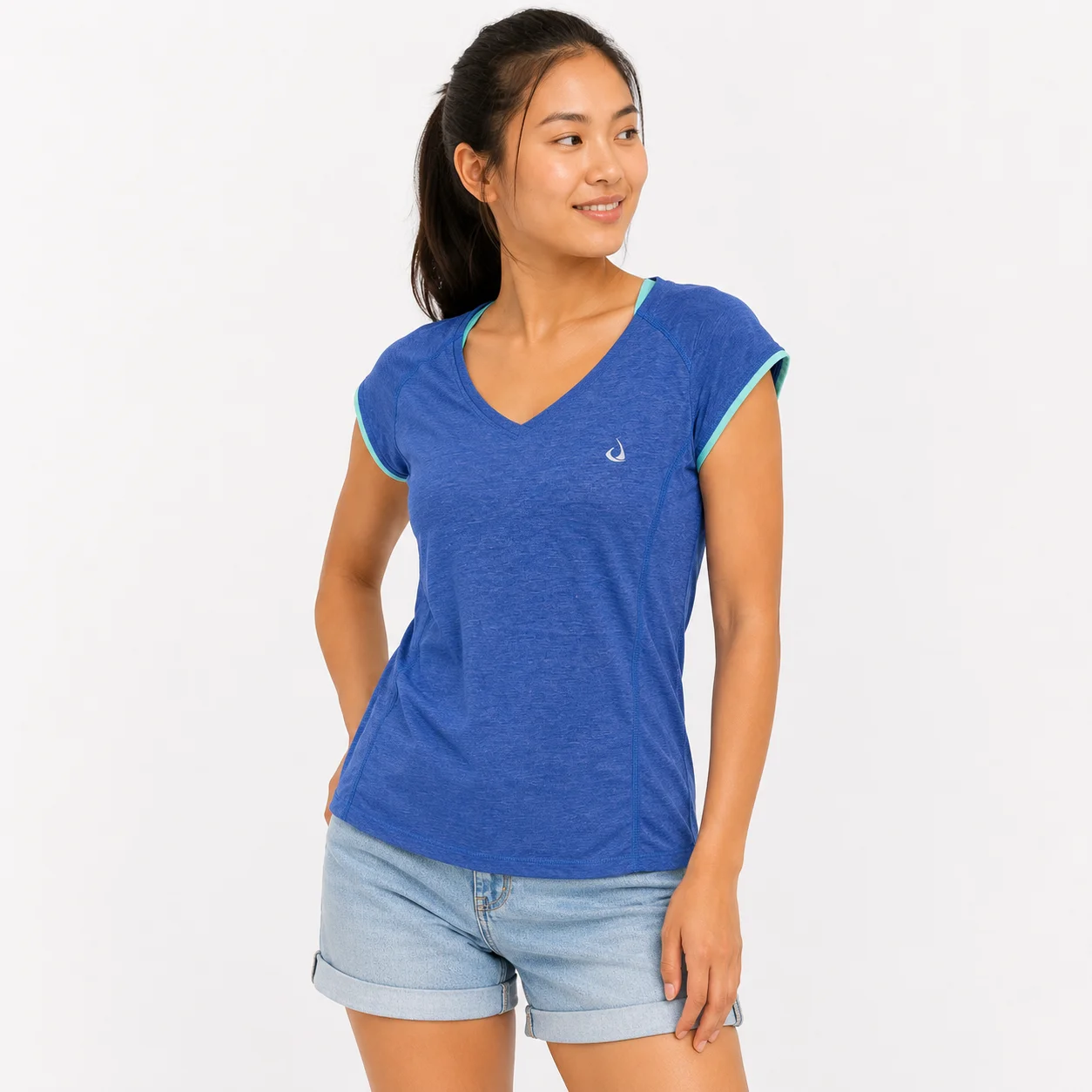 Camiseta Deportiva Azul de Manga Corta – Transpirable y Cómoda