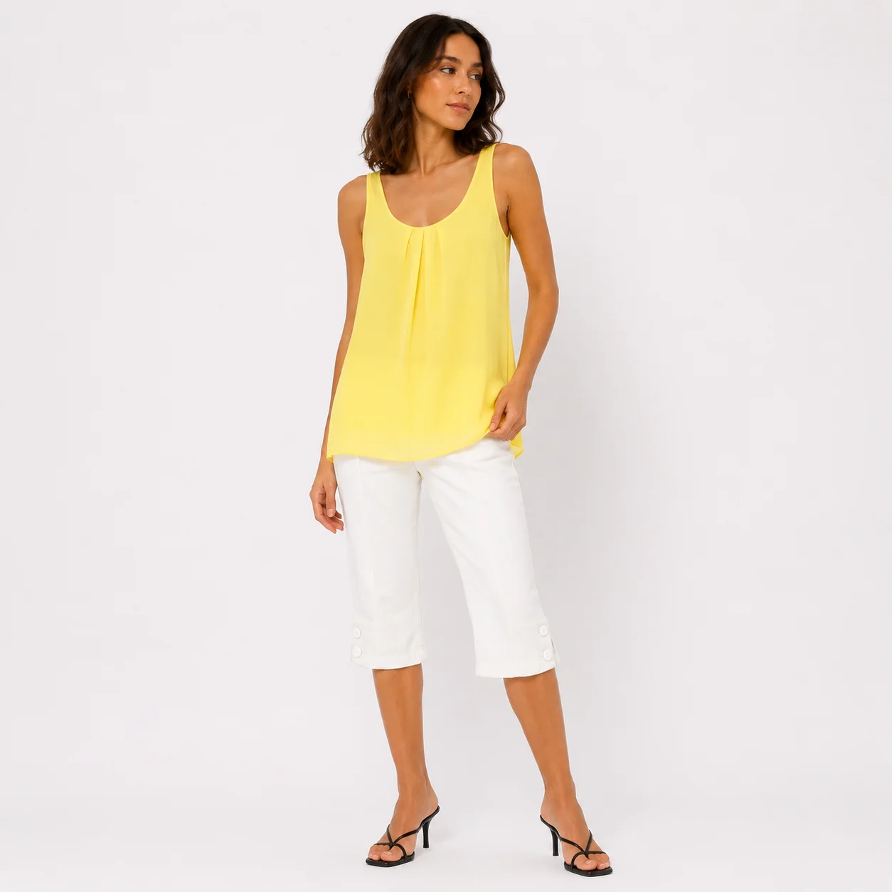 Blusa Amarilla Fluida con Espalda Cruzada
