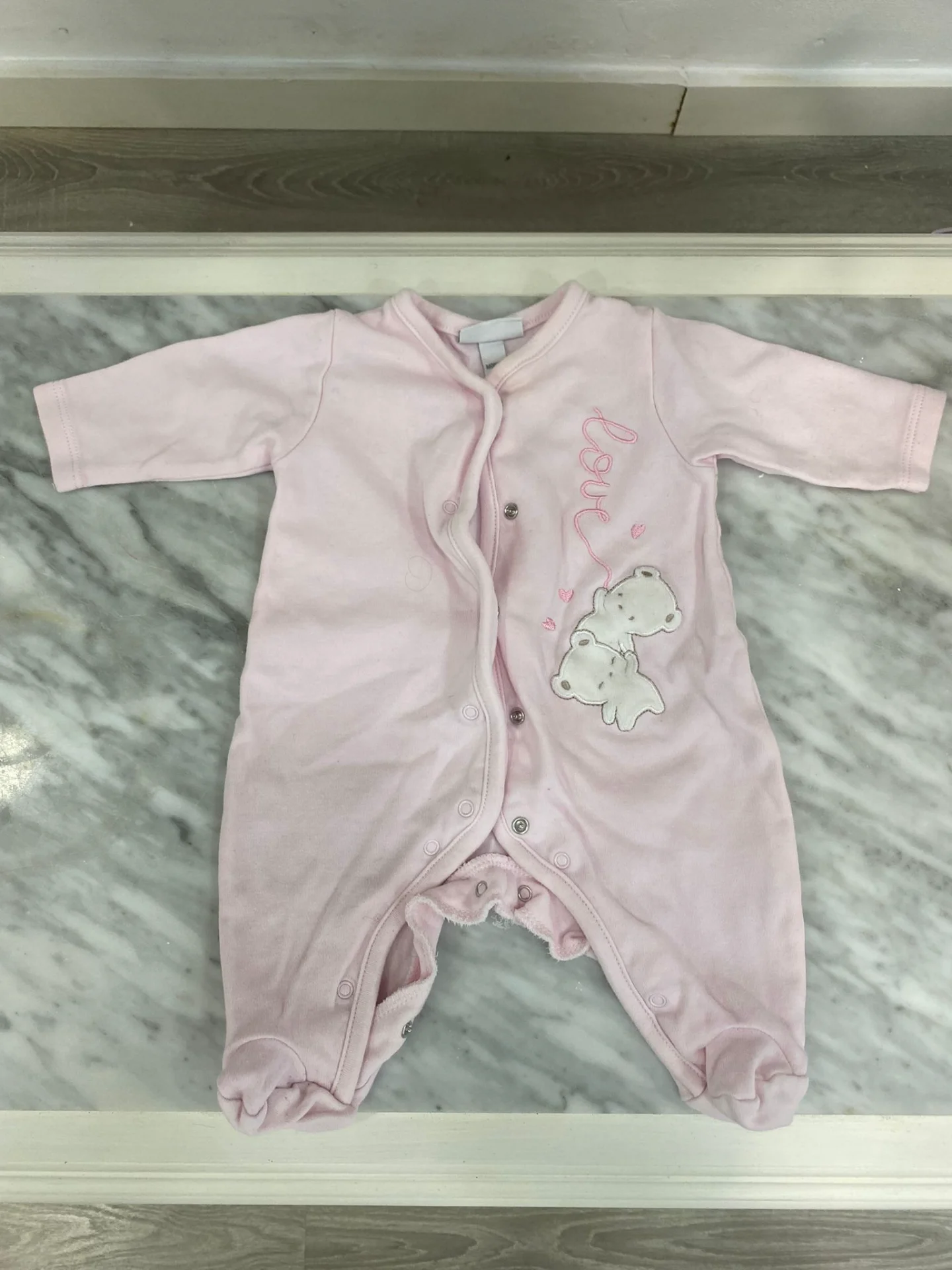 Pelele Rosa para Bebé con Bordado de Ositos