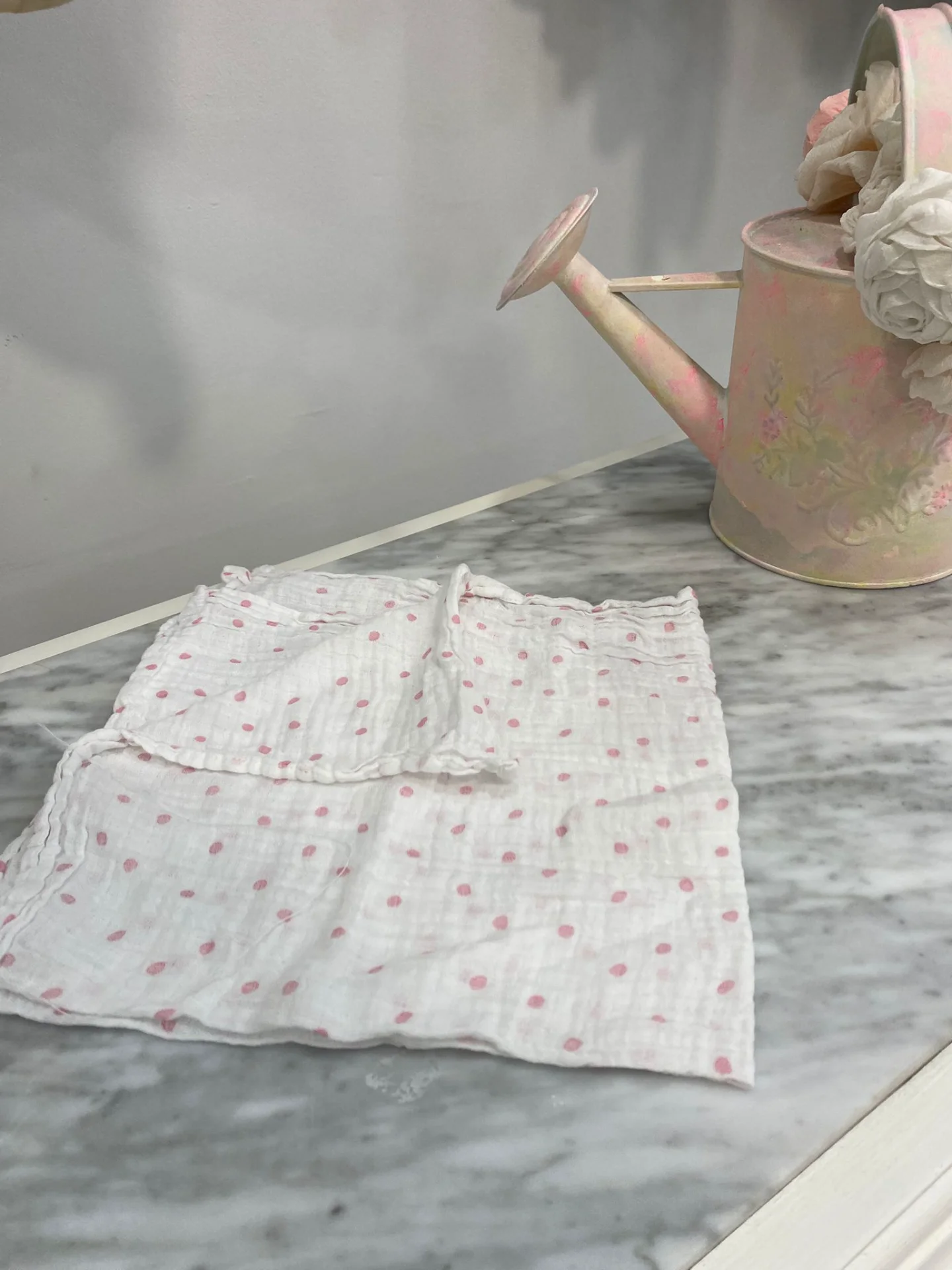 Manta de Muselina para Bebé con Lunares Rosas