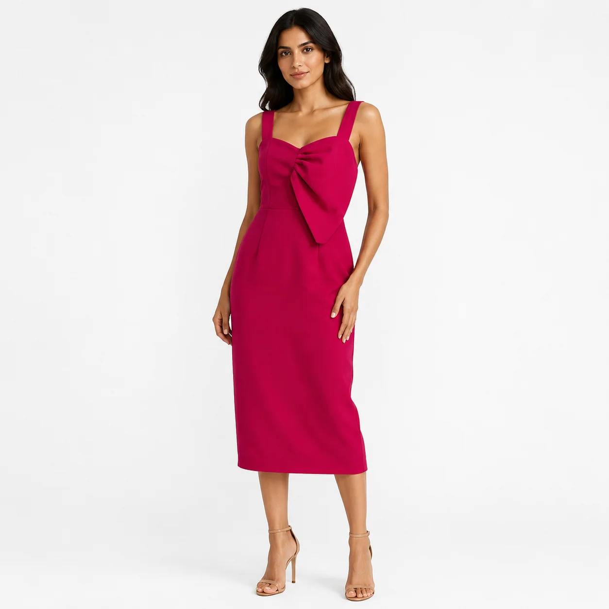 Vestido fucsia con lazo