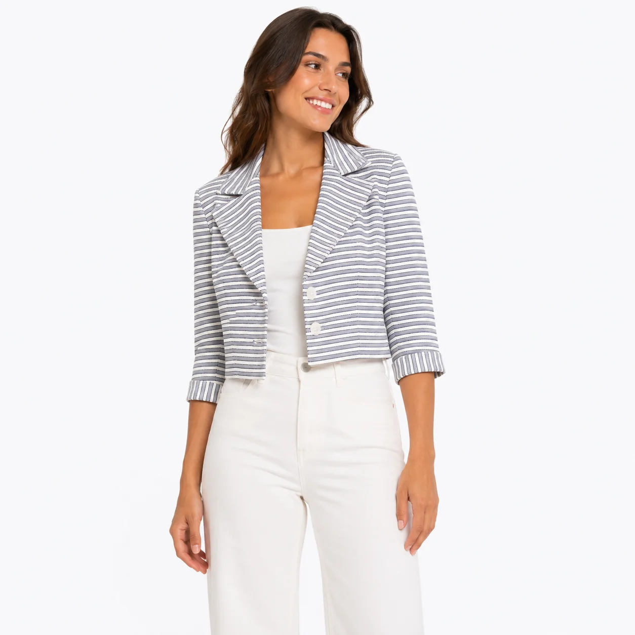 Blazer rayas gris y blanco