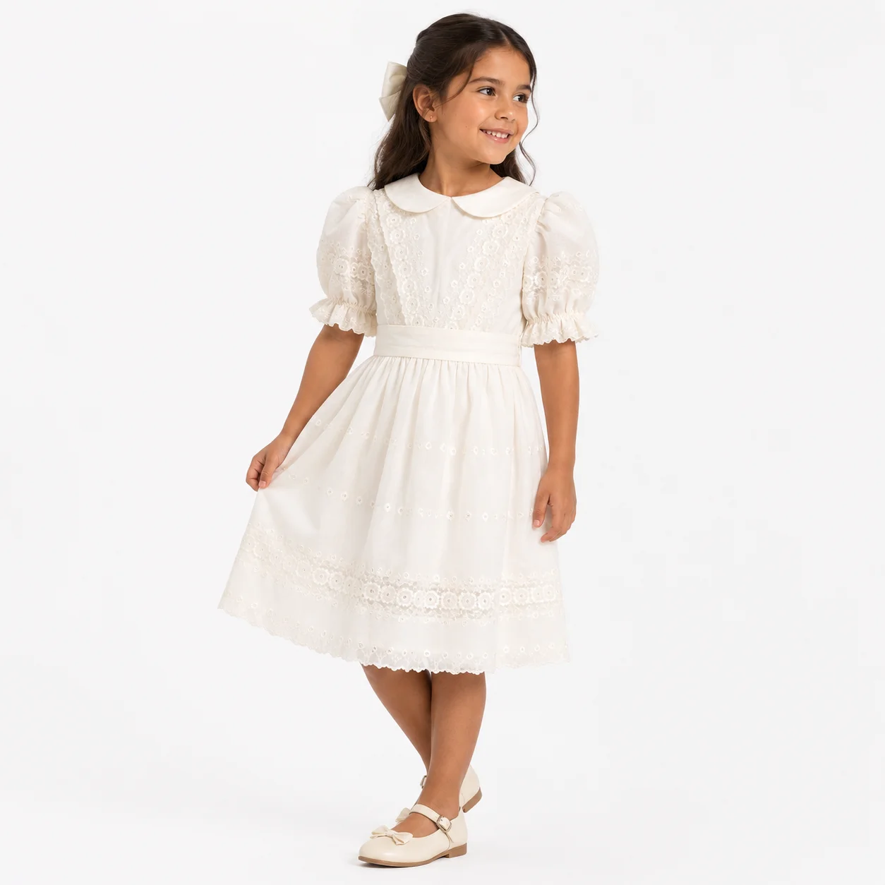 Vestido Blanco Bordado para Niña