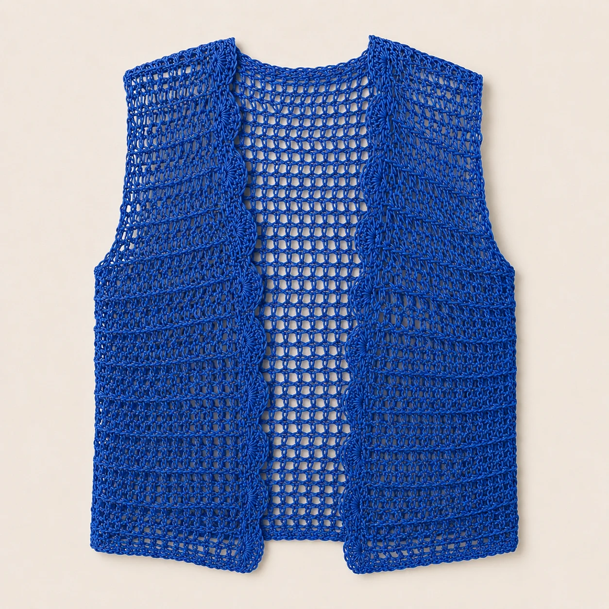 Chaleco de Punto Calado Azul para Mujer
