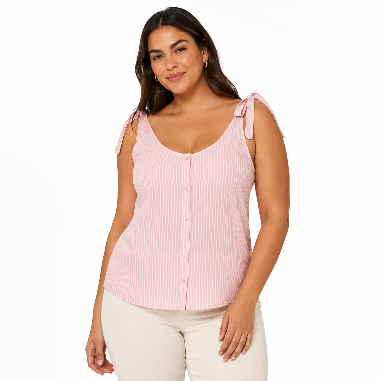 Top rosa de tirantes con lazada ajustable