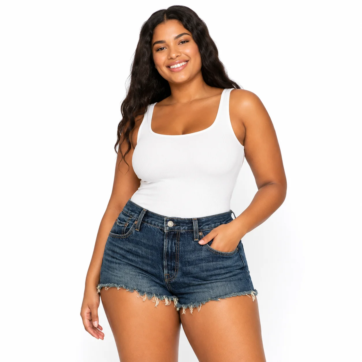 Shorts Levi's 501 denim oscuro deshilachado