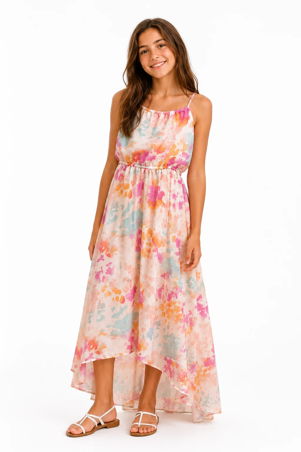 Vestido largo estampado floral para niña