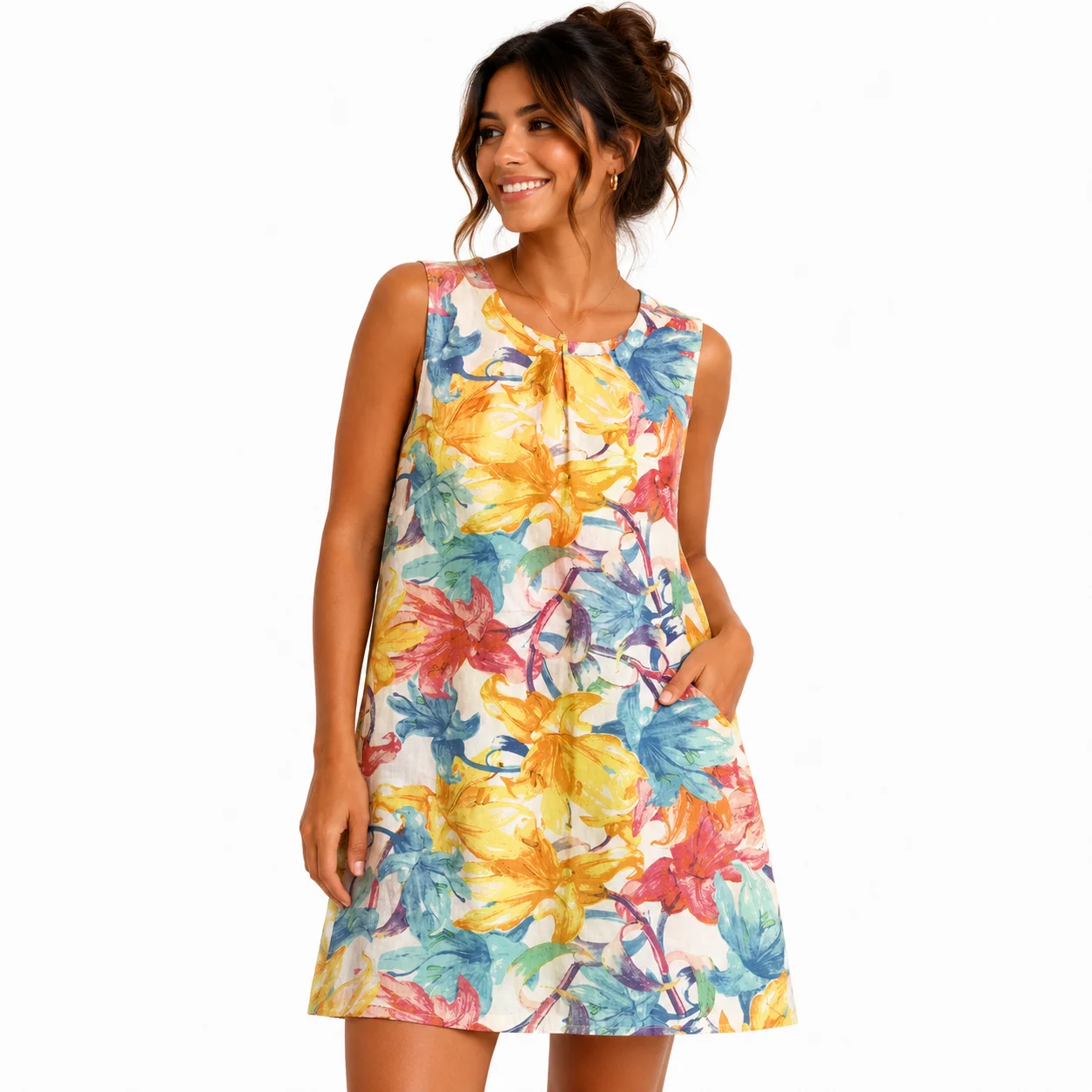 Vestido con estampado floral multicolor