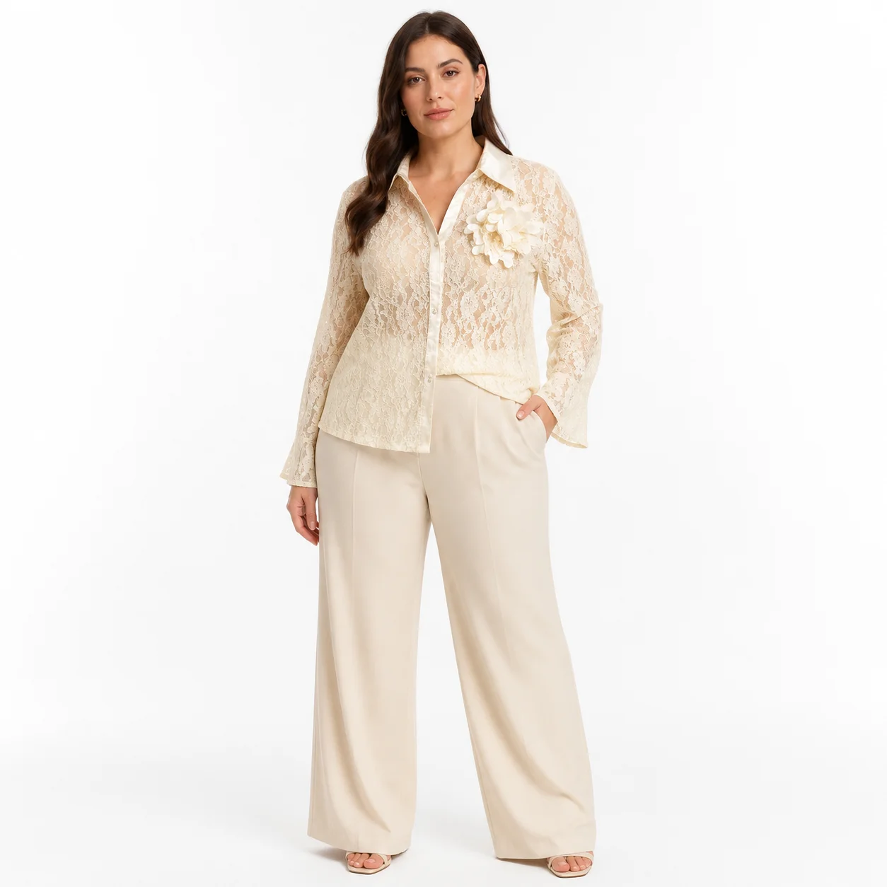 Blusa de encaje marfil El Corte Inglés