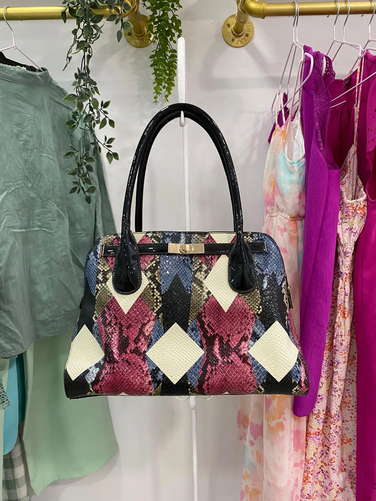 Bolso estampado rombos
