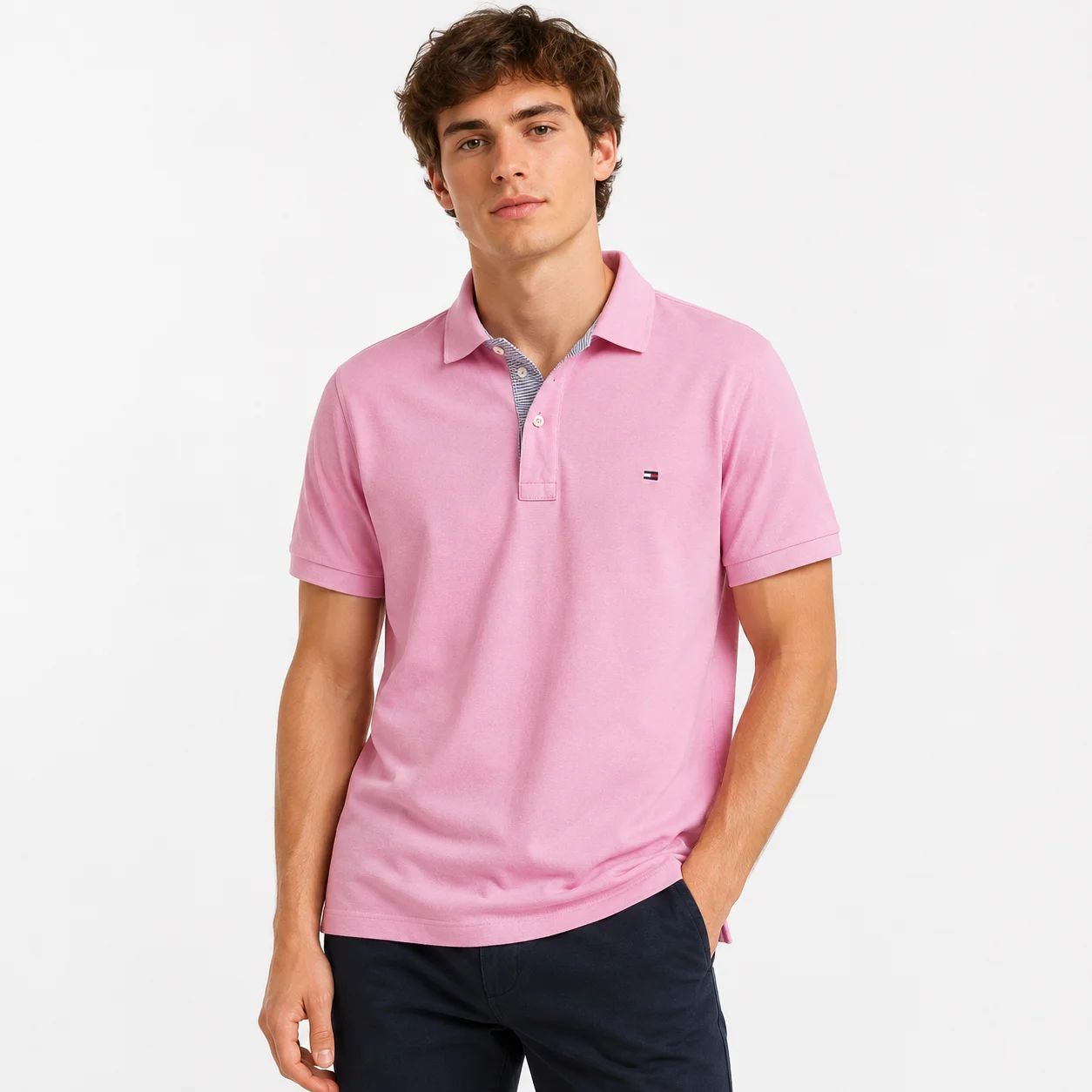 Polo Tommy Hilfiger rosa pastel de algodón