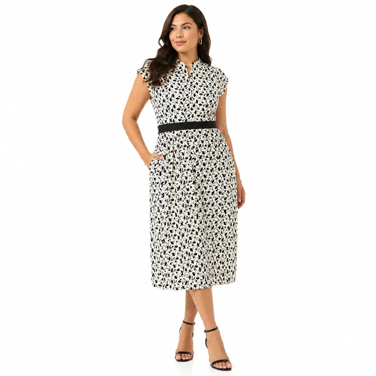 Vestido floral blanco y negro nuevo