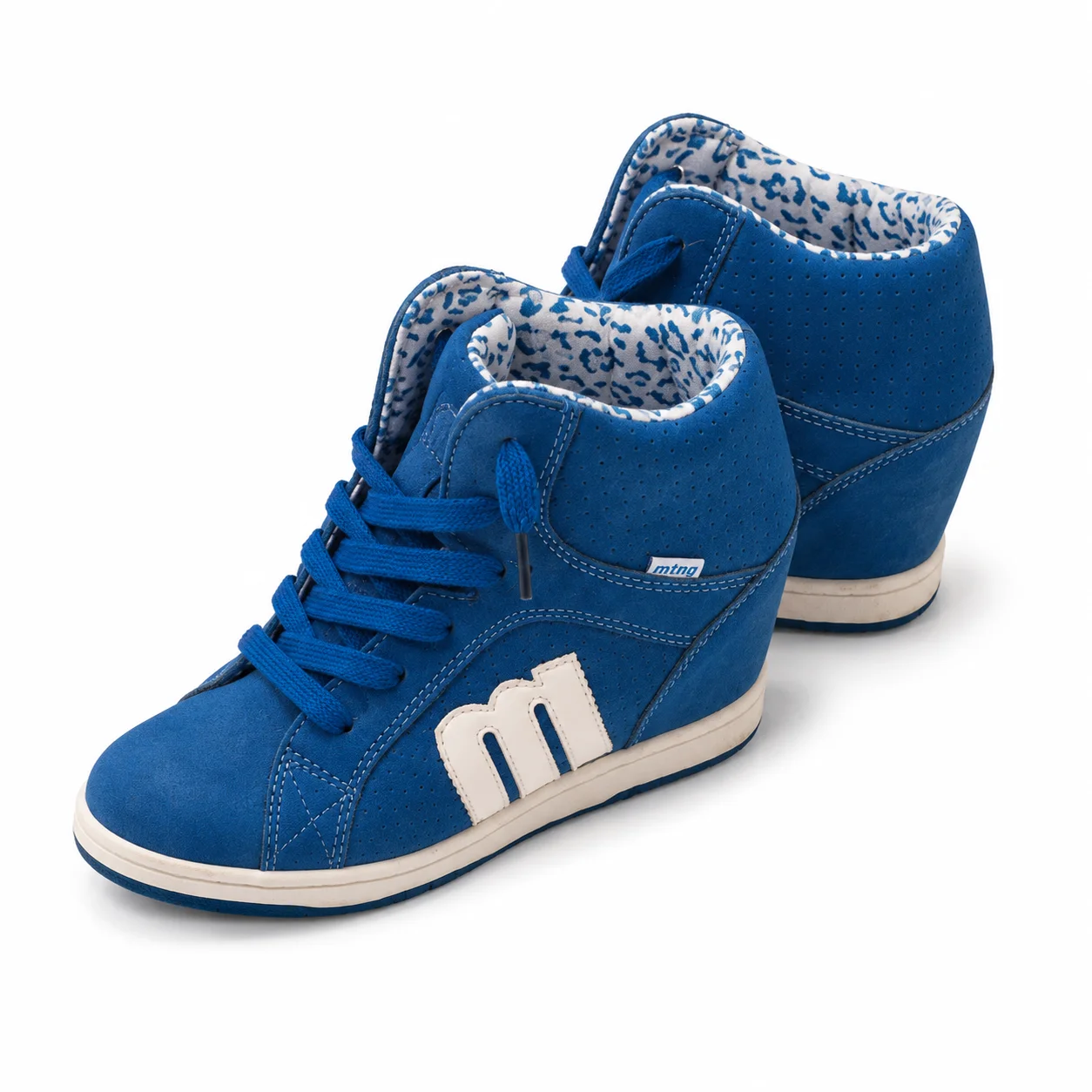 Botines Mustang altos de color azul con cuña