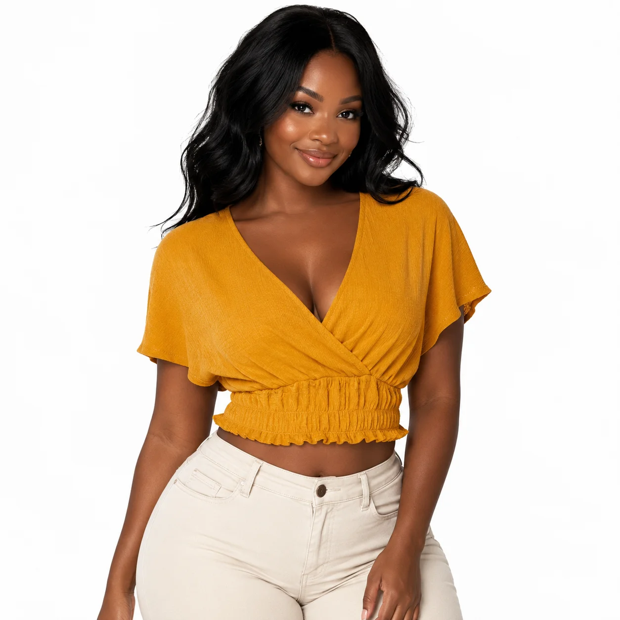 Top cruzado Bershka con nido de abeja