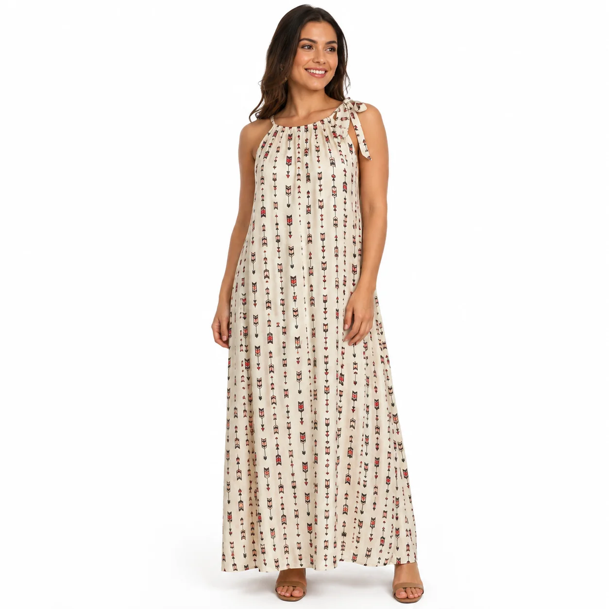 Vestido blanco con estampado de flechas