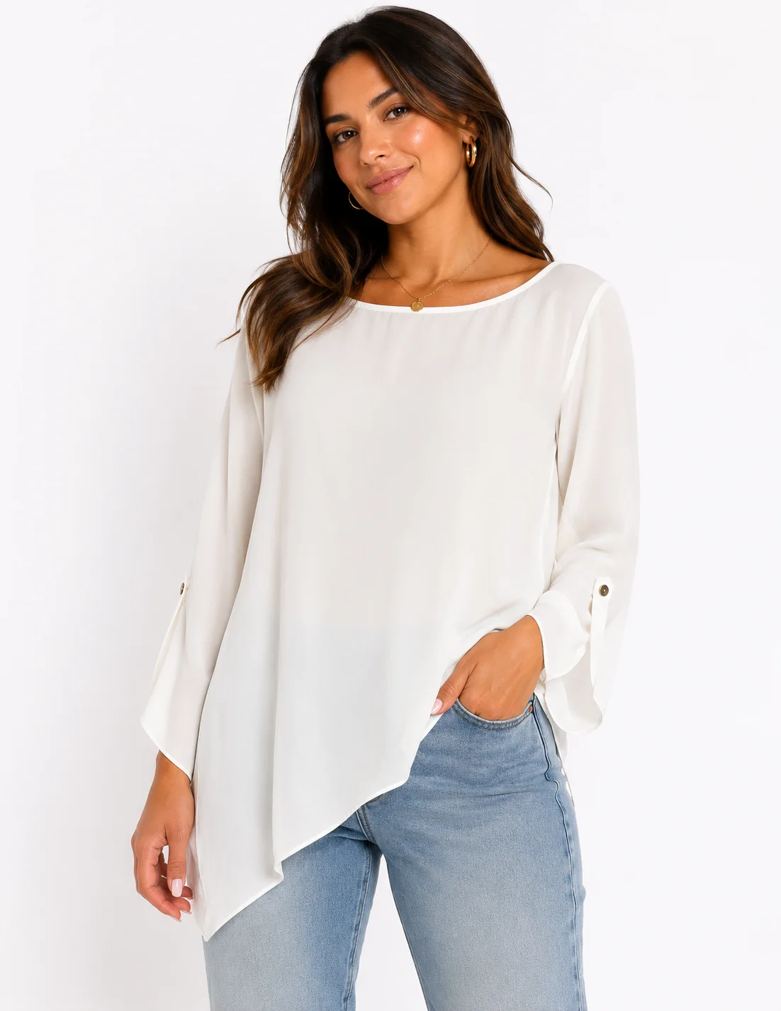 Blusa blanca de manga larga (Zara Basic)