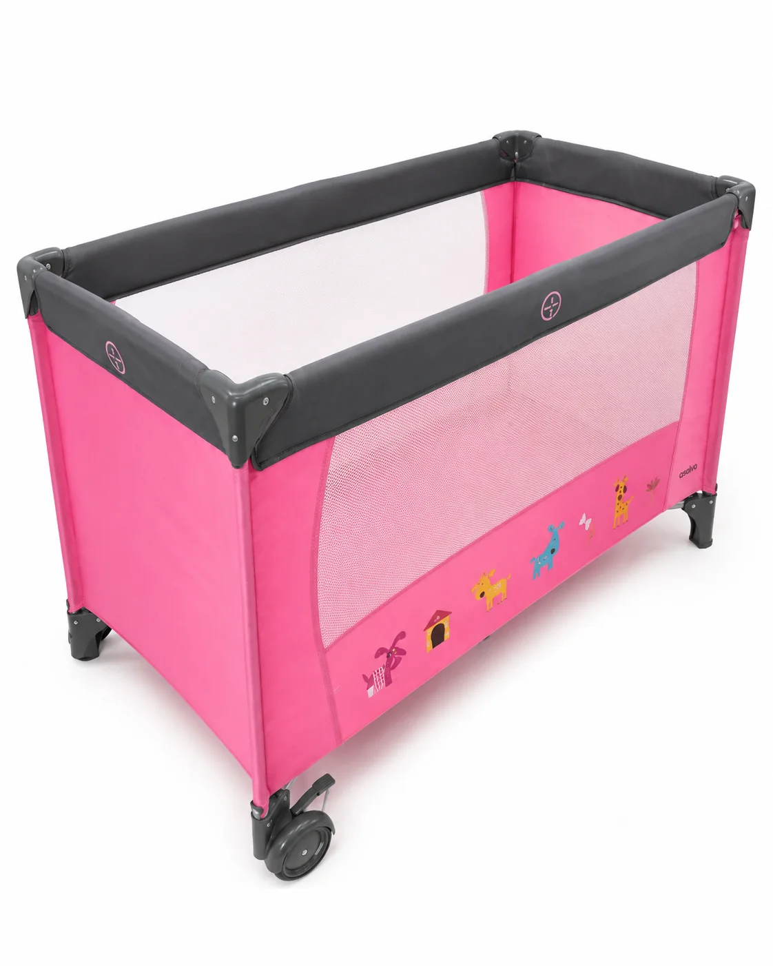 Cuna de paseo infantil color rosa