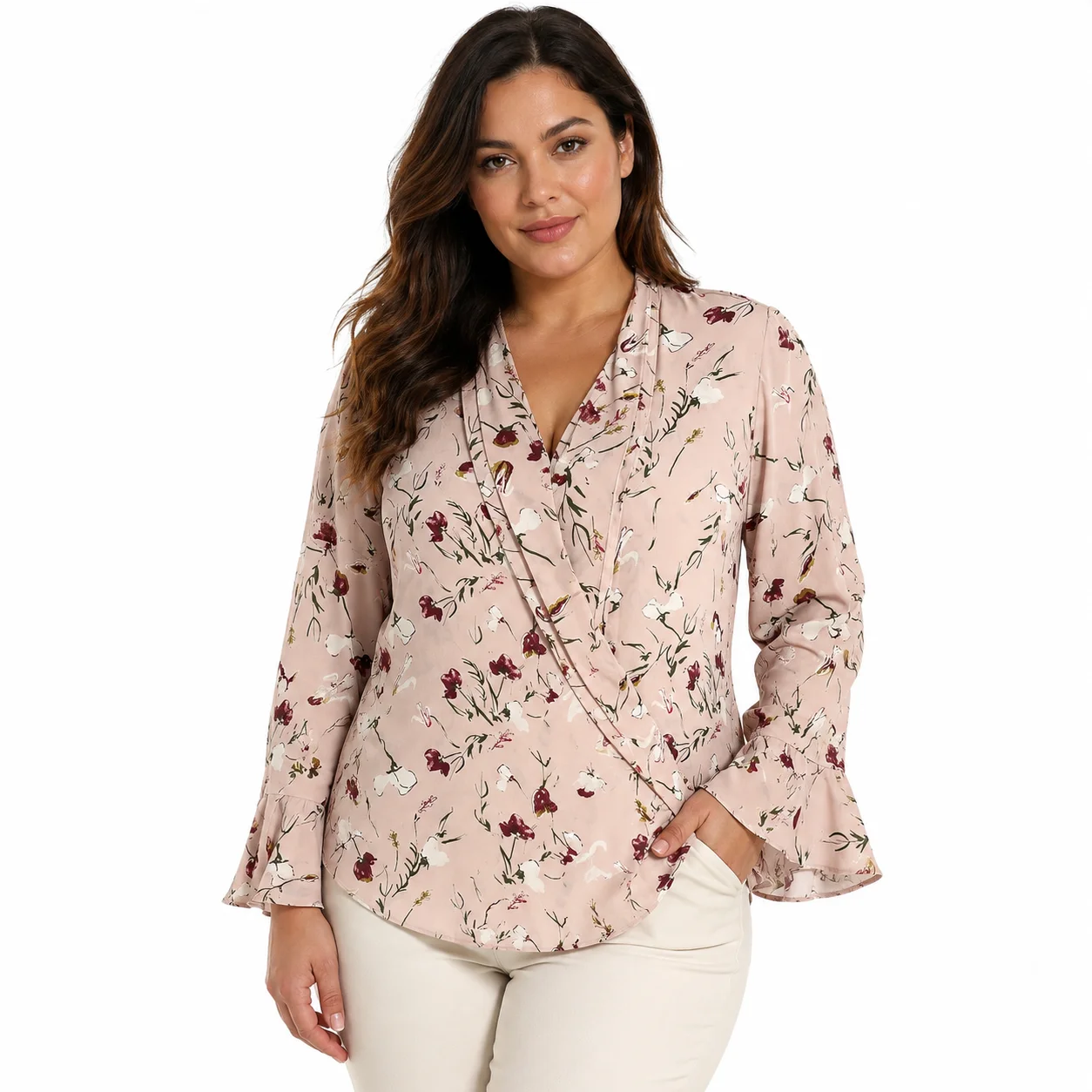 Blusa rosa con estampado floral Cortefiel