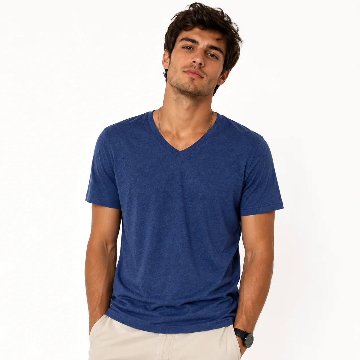 Camiseta básica azul marino Bershka