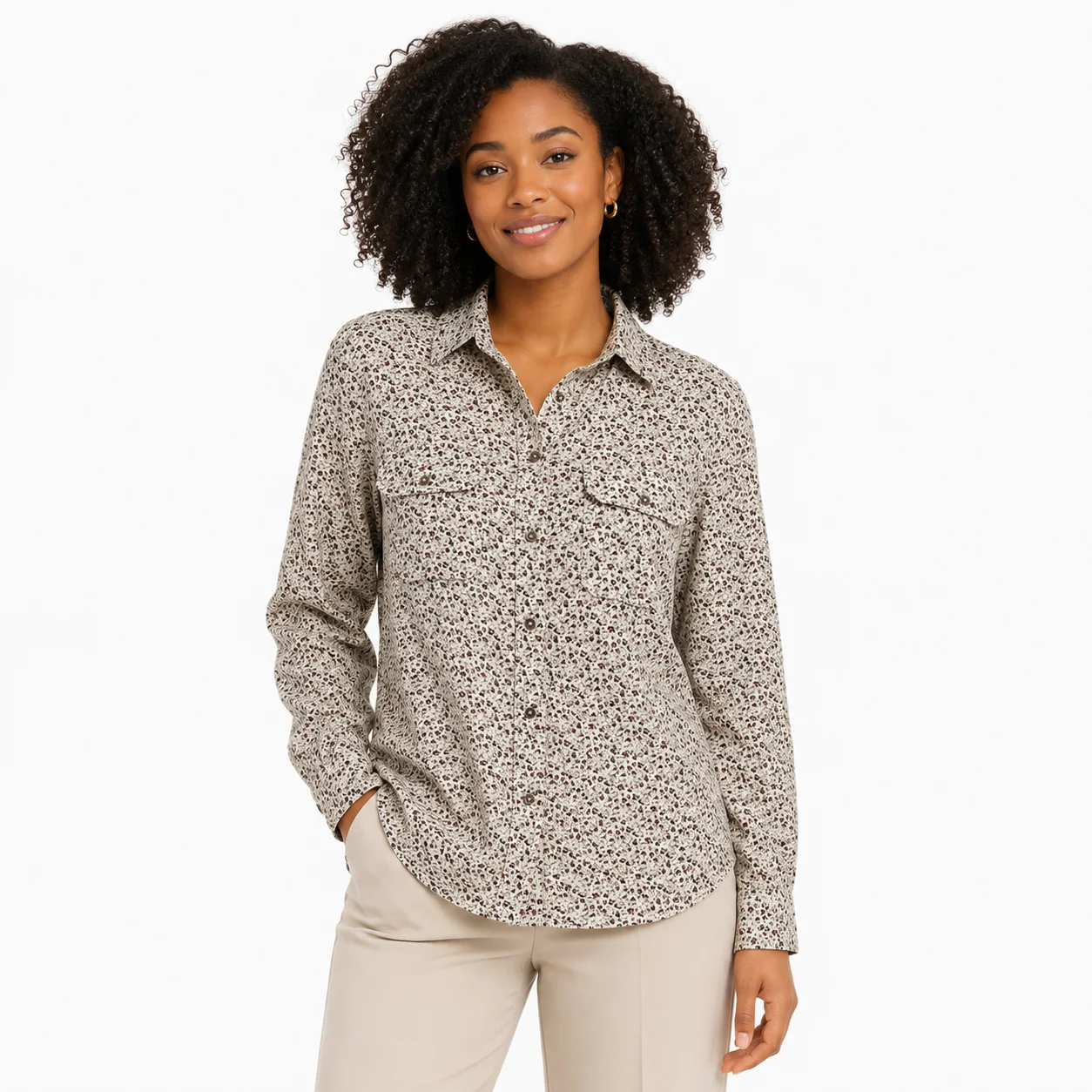 Camisa manga larga de mujer con estampado floral