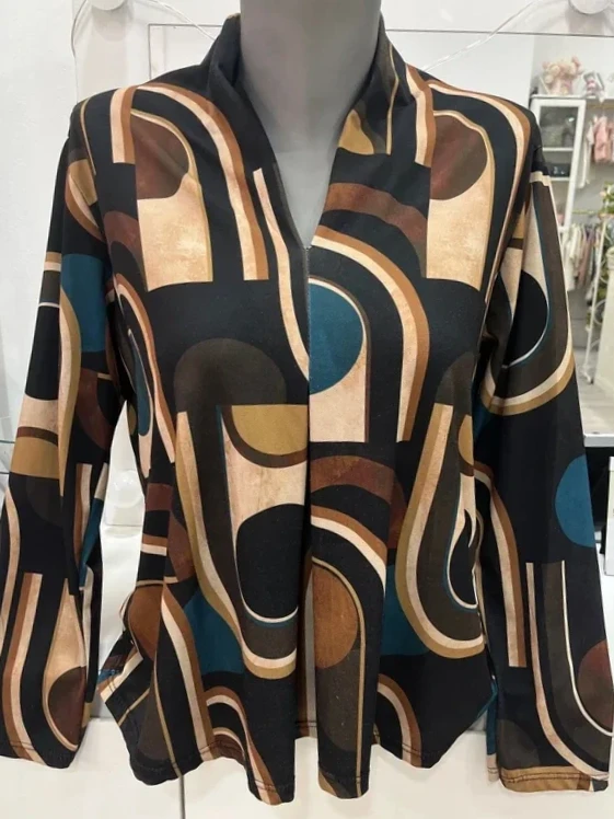 Blusa estampada multicolor manga larga