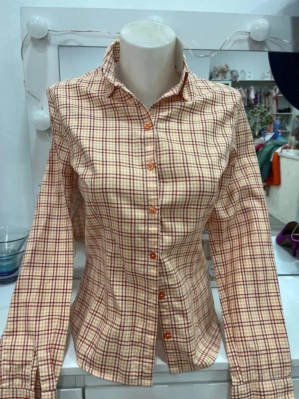 Camisa Massimo Dutti de cuadros beige y burdeos