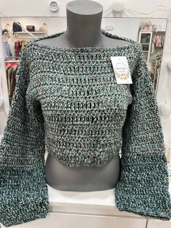 Jersey cropped de punto con cuello barco