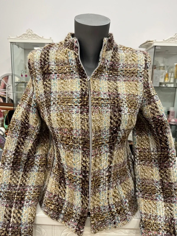 Chaqueta de punto texturizado a cuadros