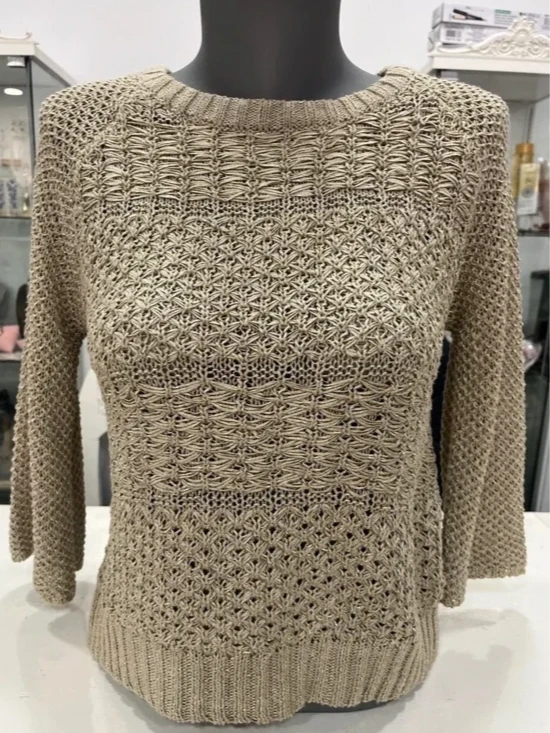 Jersey de punto calado beige Massimo Dutti