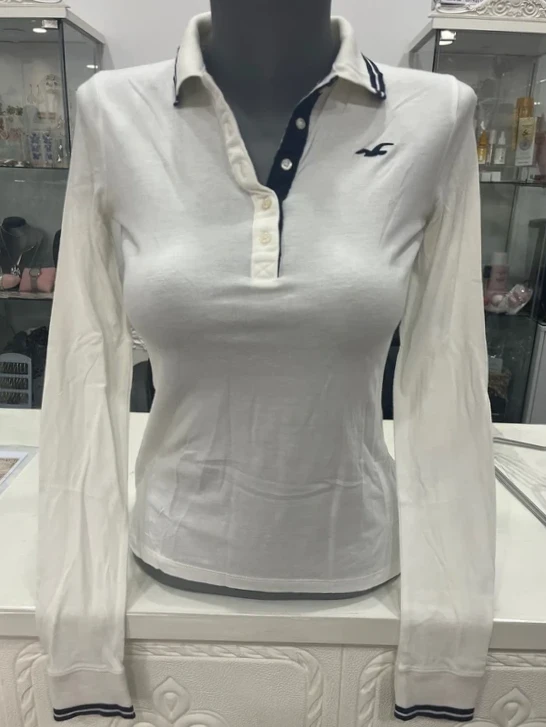 Polo blanco de manga larga Hollister