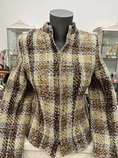 Chaqueta de punto texturizado a cuadros