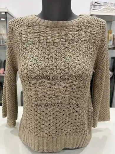 Jersey de punto calado beige Massimo Dutti