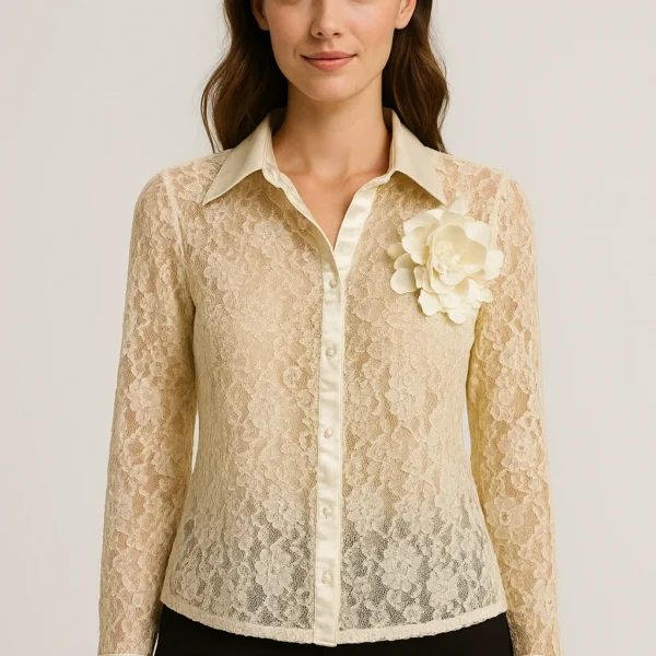 Camisa de encaje marfil El Corte Inglés