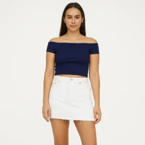 Falda vaquera blanca con flecos MNG Denim