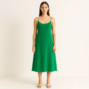 Vestido verde tirantes finos largo