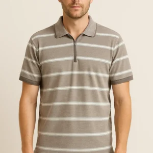 Polo gris a rayas BH con cremallera