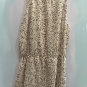 Vestido Beige de Tirantes con Estampado Floral Pequeño