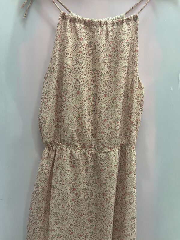Vestido Beige de Tirantes con Estampado Floral Pequeño