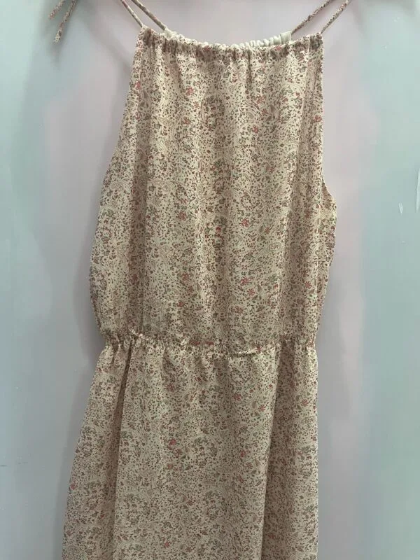 Vestido Beige de Tirantes con Estampado Floral Pequeño