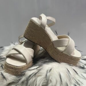 Sandalias Blancas con Plataforma de Yute Cruzadas
