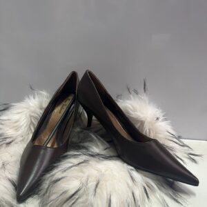 Zapatos de Tacón Bajo Punta Fina Marrón Oscuro